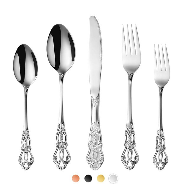 Poylim Silverware Set Service for 4 - 20-Piece Premium Stainless Steel Flatware Includes Fork, Spoon, Knife - Gorgeous Cutlery, Anti-Rust Kitchen Utensils, Silver