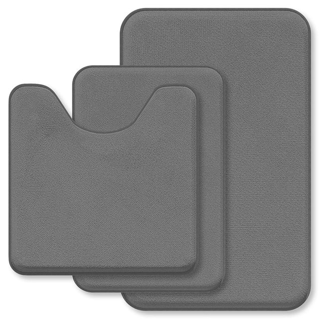 Bathroom Rugs Extra Soft Memory Foam Bath Mat Sets 3 Piece Non Slip Absorbent & Dry Living Mat Sets Washable Bath Carpets with Toilet Rug,Bath Rugs for Bathroom,Tub,Shower,Kitchen,Bedroom