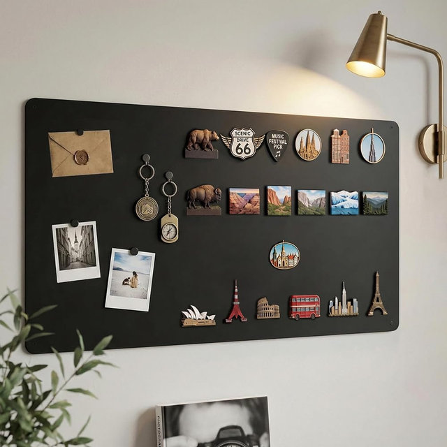LYZZXI Magnetic Board for Wall 39.4" x 19.7" : Extra Large Black Display Board for Travel & Souvenir Magnet Collections | Heavy Duty Metal Panel for Collectors with Screw Mount Hardware