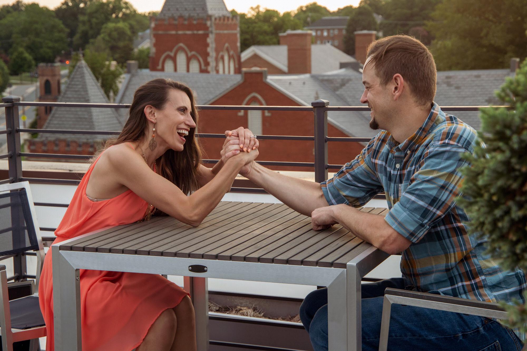 “Wanna arm wrestle?” I’m stronger than him, I swear. I just haven’t had my moment yet.