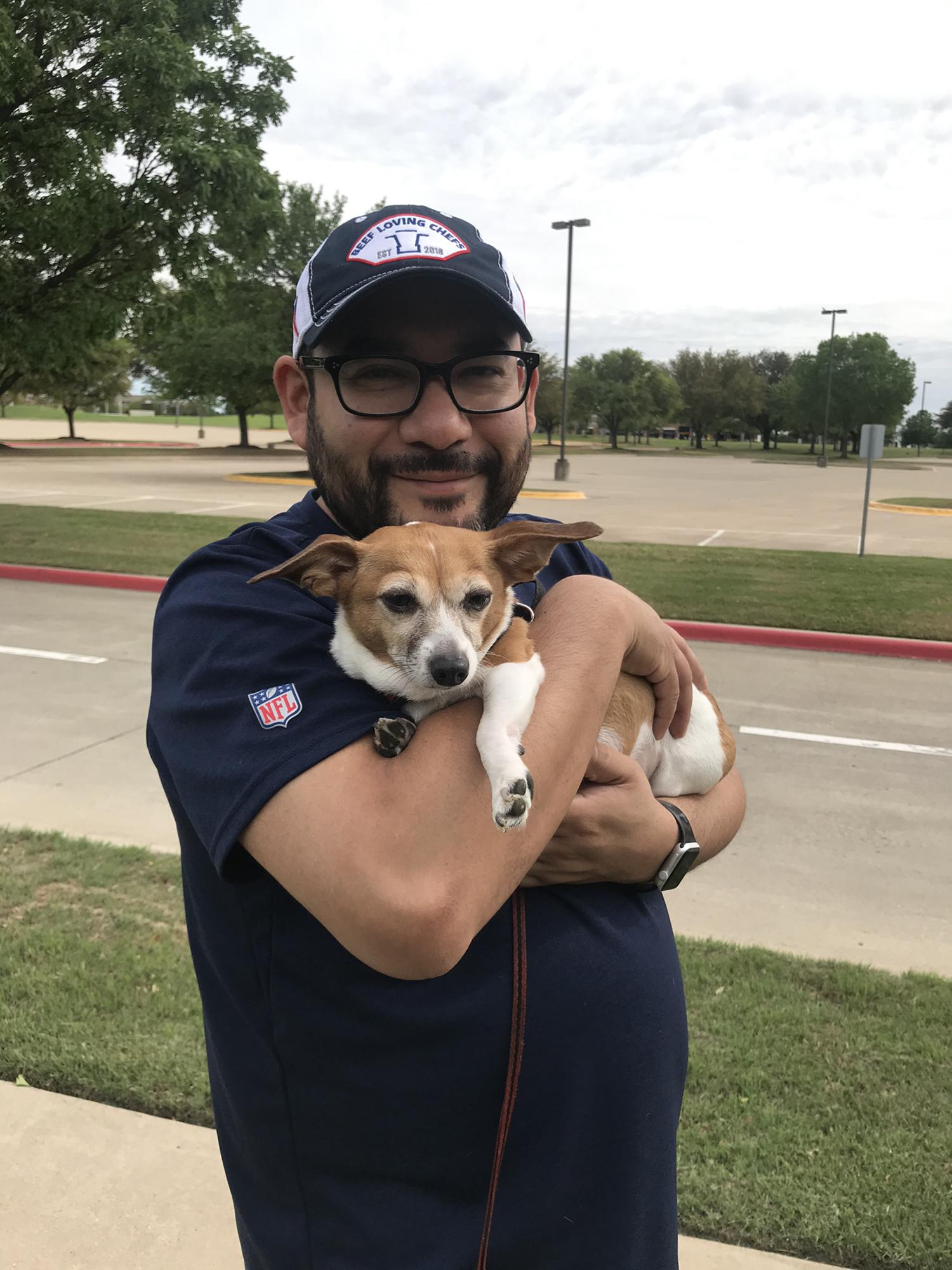 Michael taking Lola for a walk (who doesn't like exercise).