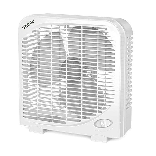 shinic Box Fan 10 Inch, 2 Speeds, Table Cooling Fan with Strong Airflow, Energy Efficient Small Window Fan with Compact Design, Air Circulation Portable Kitchen Exhaust Fan for Bathroom, and Tabletop