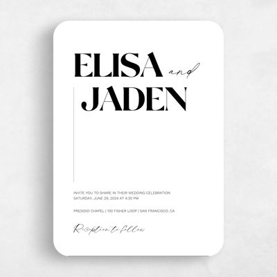 White Rounded Wedding Invitation - Carlisle Type