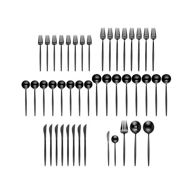 Hampton Forge Skandia Zephyr Black 45 Piece Flatware Set, Service For 8