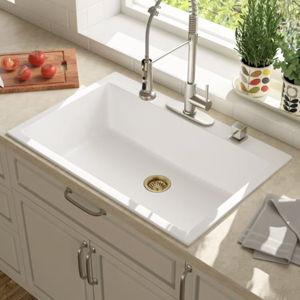 Quartz 33" x 22" Drop-in Quartz Kitchen Sink Single Bowl Kitchen Sink Granite Composite Kitchen Sink SYS33TG1W
