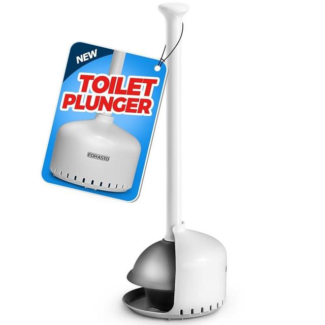 FORASTO Toilet Plunger with Holder，Plungers for Bathroom with Holder, Toilet Plunger Heavy Duty，Bathroom plunger，Bathroom Decor，Bathroom accessories，Toilet Bowl Cleaners,White