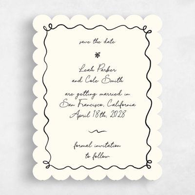 Yellow Scalloped Wedding Save the Date - Nesso Portrait