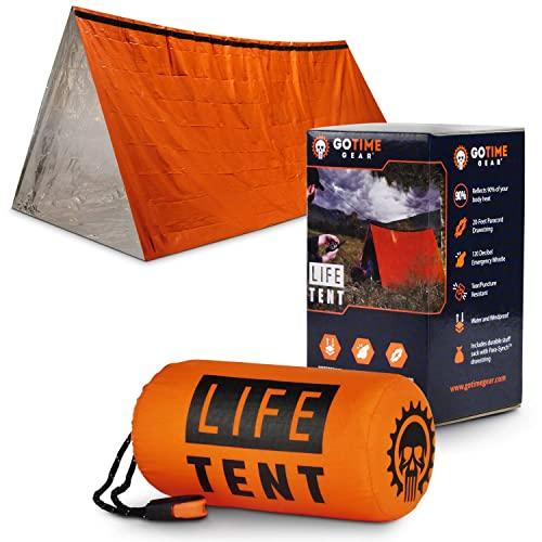 Go Time Gear Life Tent Emergency Survival Shelter – 2 Person Emergency Tent – Use As Survival Tent, Emergency Shelter, Tube Tent, Survival Tarp - Includes Survival Whistle & Paracord