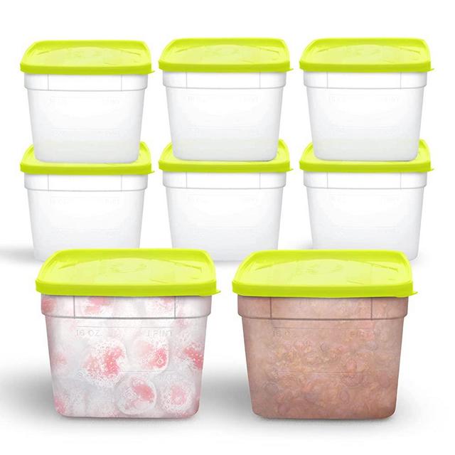 Arrow Home Products 1.5 Pint Freezer Food Storage Containers with Lids, 8 Pack - USA Made Reusable Freezer Containers for Food Storage - Prep, Store, Freeze -BPA Free, Dishwasher Safe, 3 Cups, 8 Pack