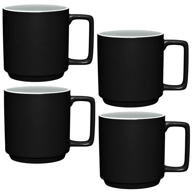 Noritake ColorTrio Graphite Set of 4 Stax Mugs, 16 oz.
