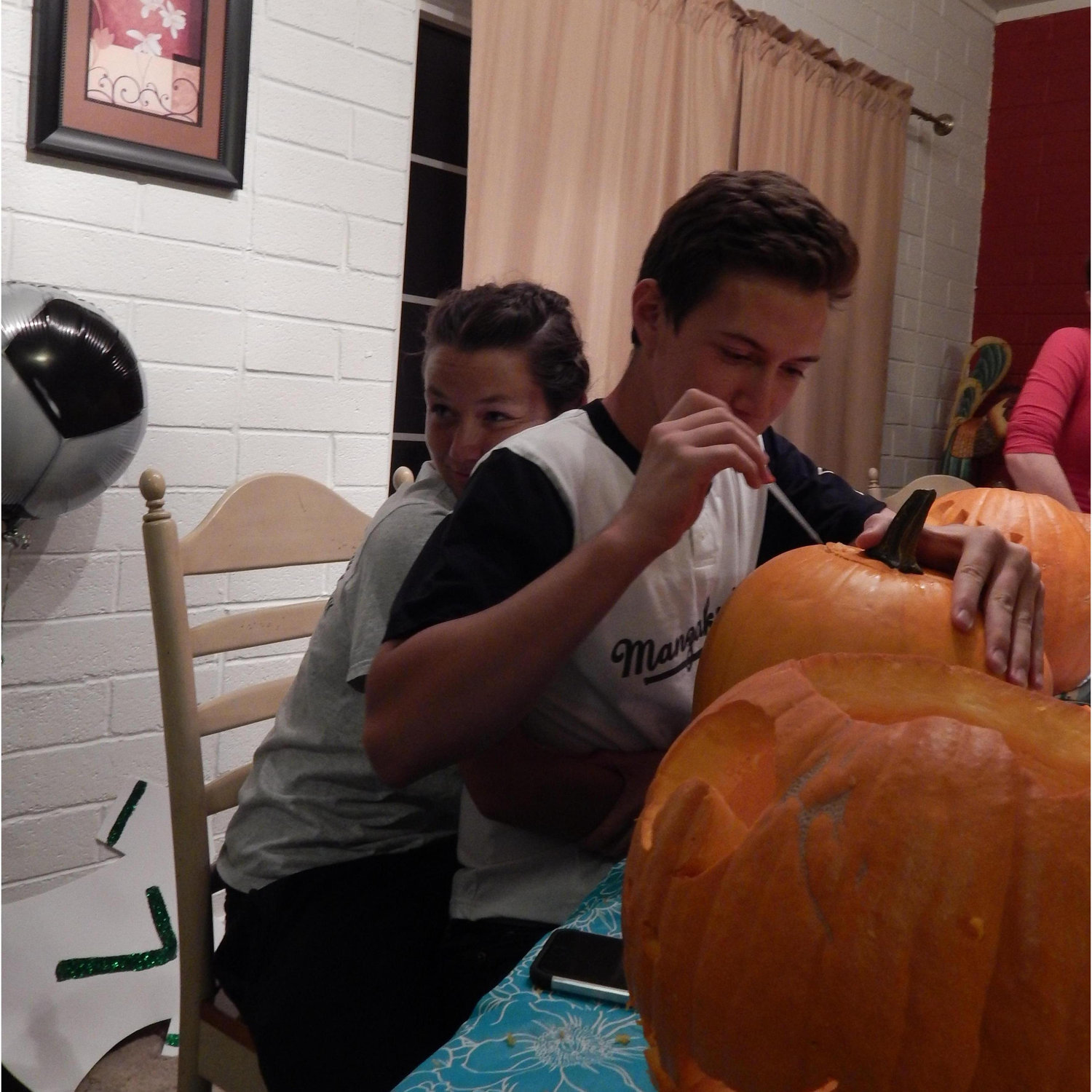 Adam and Rebecca's siblings surprised her with a pumpkin carving night when they all lived in Reno and she was still in Fallon, Oct. 2015.