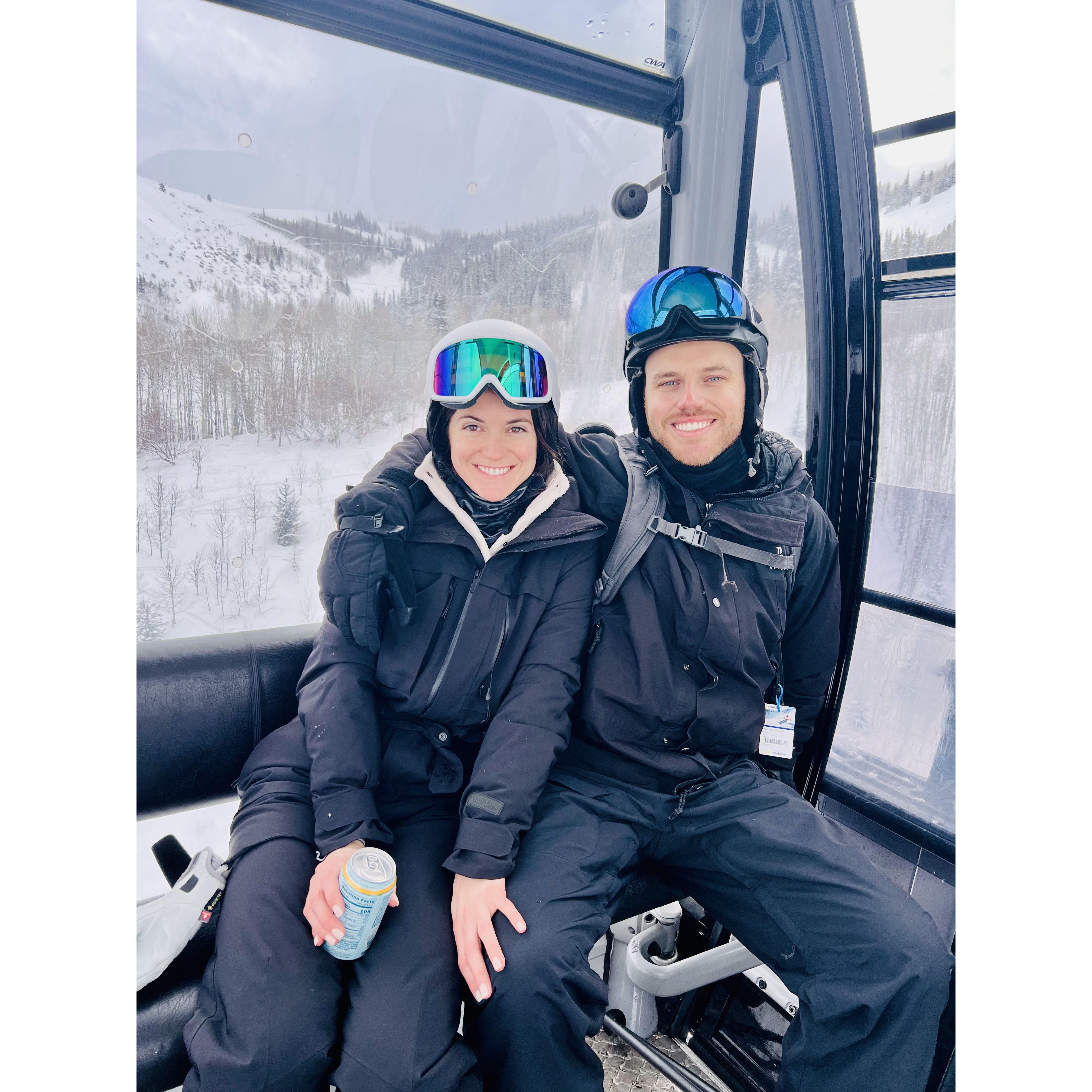 Skiing (responsibly) together.