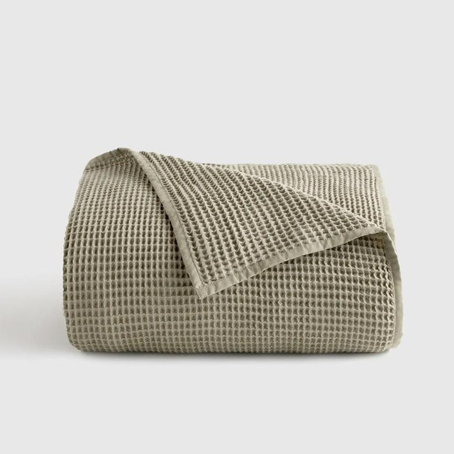 Organic Waffle Bed Blanket - Dried Sage, King/Cal King