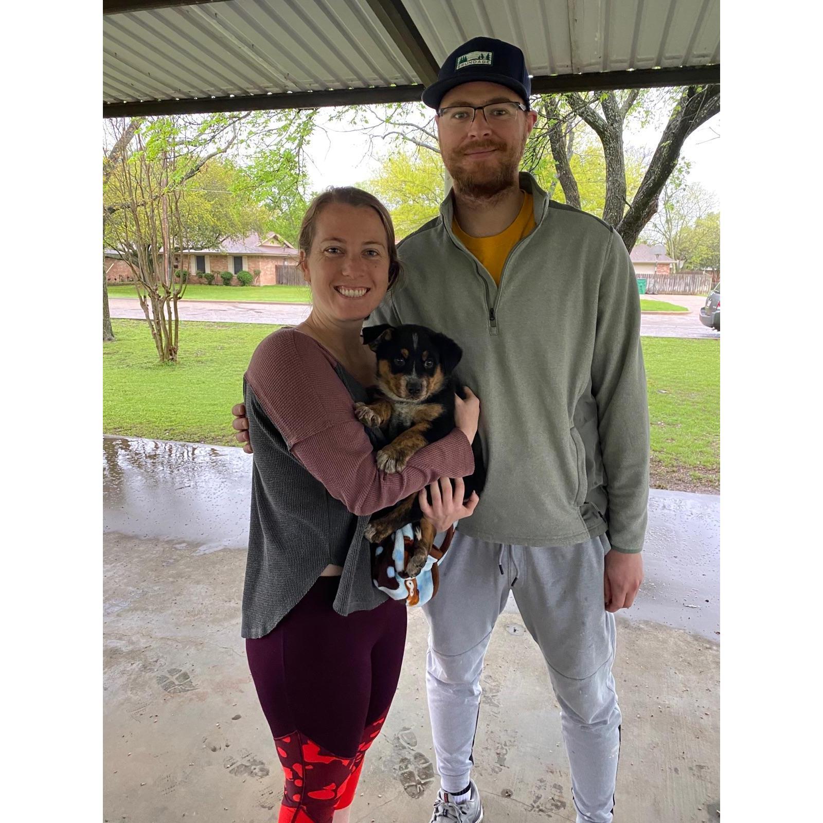 The day we got our pup, Deke!