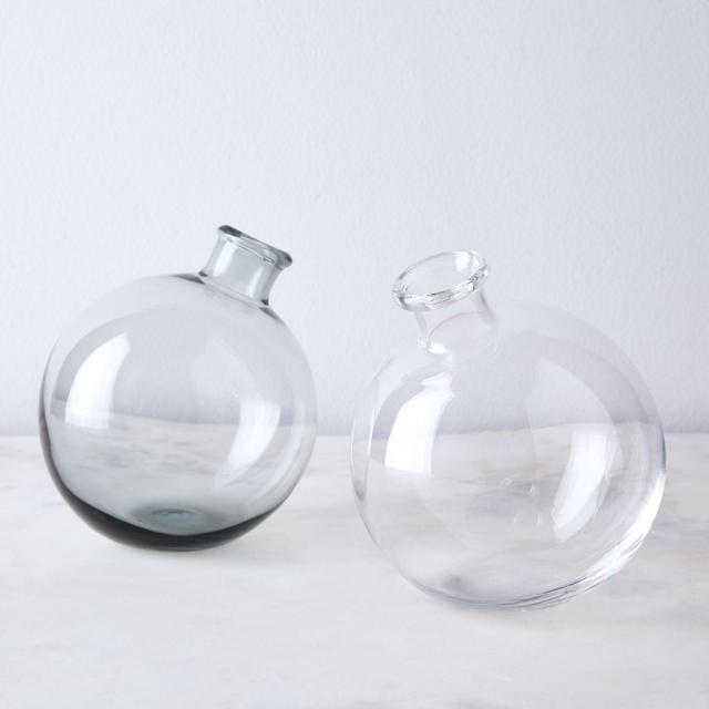 Mouthblown Recycled Glass Tilted Bud Vase