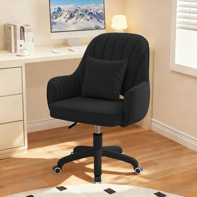 WXJHL Home Office Chair Velvet Vanity Chairs Makeup Desk Chair with Wheels Mid Back Computer Chairs Height Adjustable Swivel Rolling Task Chair for Living Room, Bedroom, Office