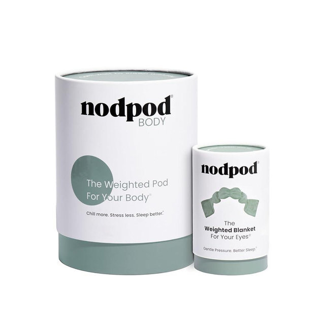 Nodpod Bundle - Weighted Blanket & Sleep Mask – Ultra-Soft Body Blanket with Glass Beads + Light-Blocking Eye Mask – Relaxation, Comfort, Travel & Better Sleep - Sage