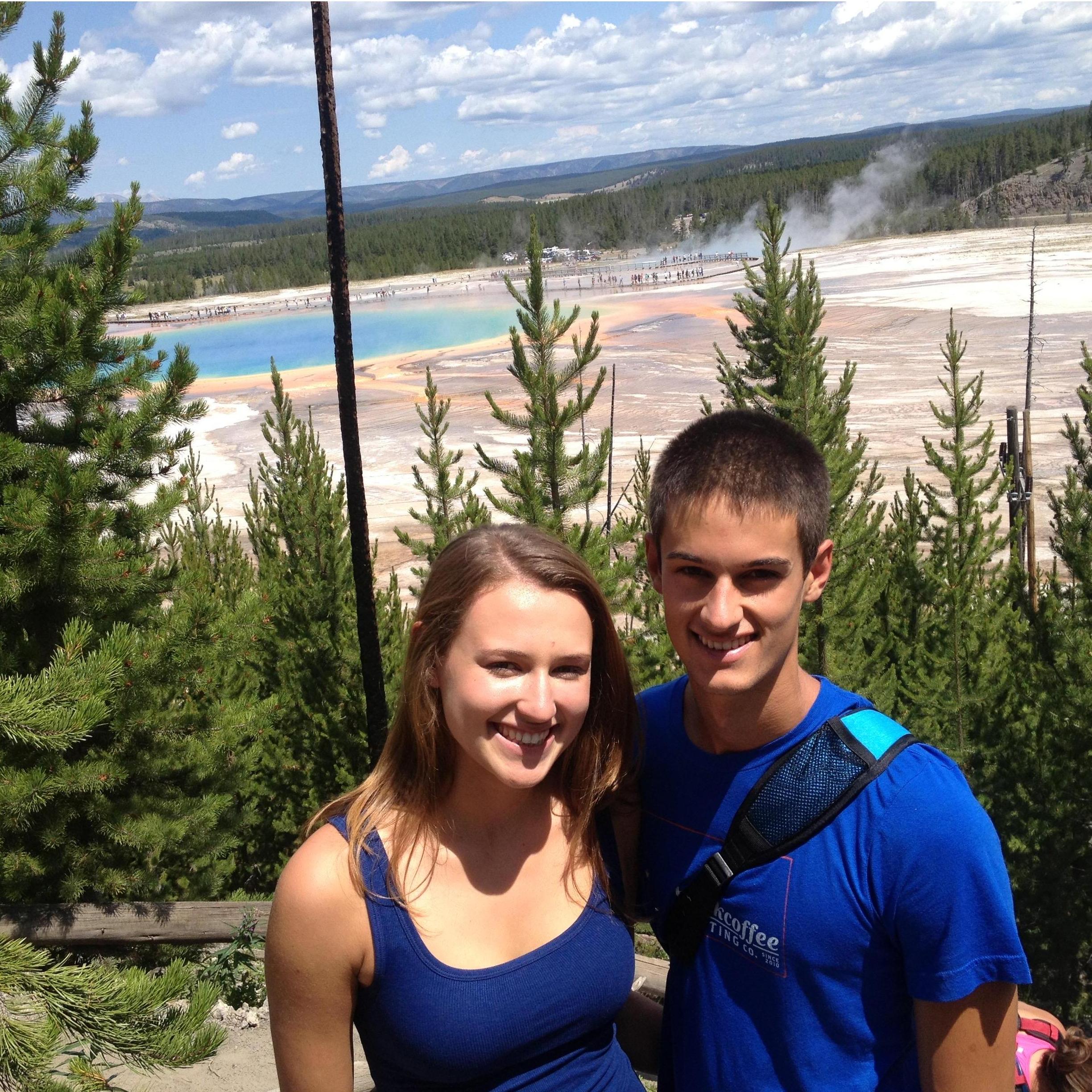 Grand prismatic, yellowstone, 2013. Look how young we look!!