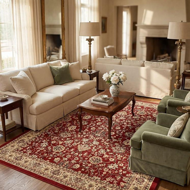 Rugs.com Yasmin Collection Rug – 8' x 10' Burgundy Medium Rug Perfect for Living Rooms, Large Dining Rooms, Open Floorplans