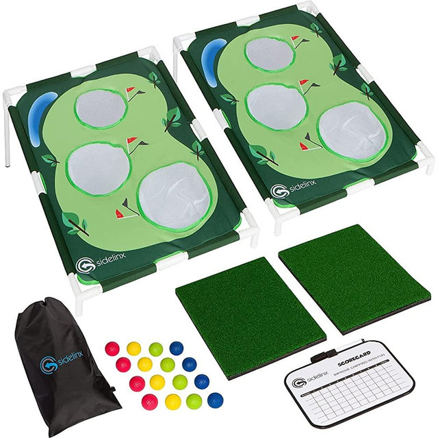 Sidelinx Golf Cornhole Set - Golf Yard Game - Chipping Practice Set for Both Indoors and Outdoors - Perfect Golf Gift for Men