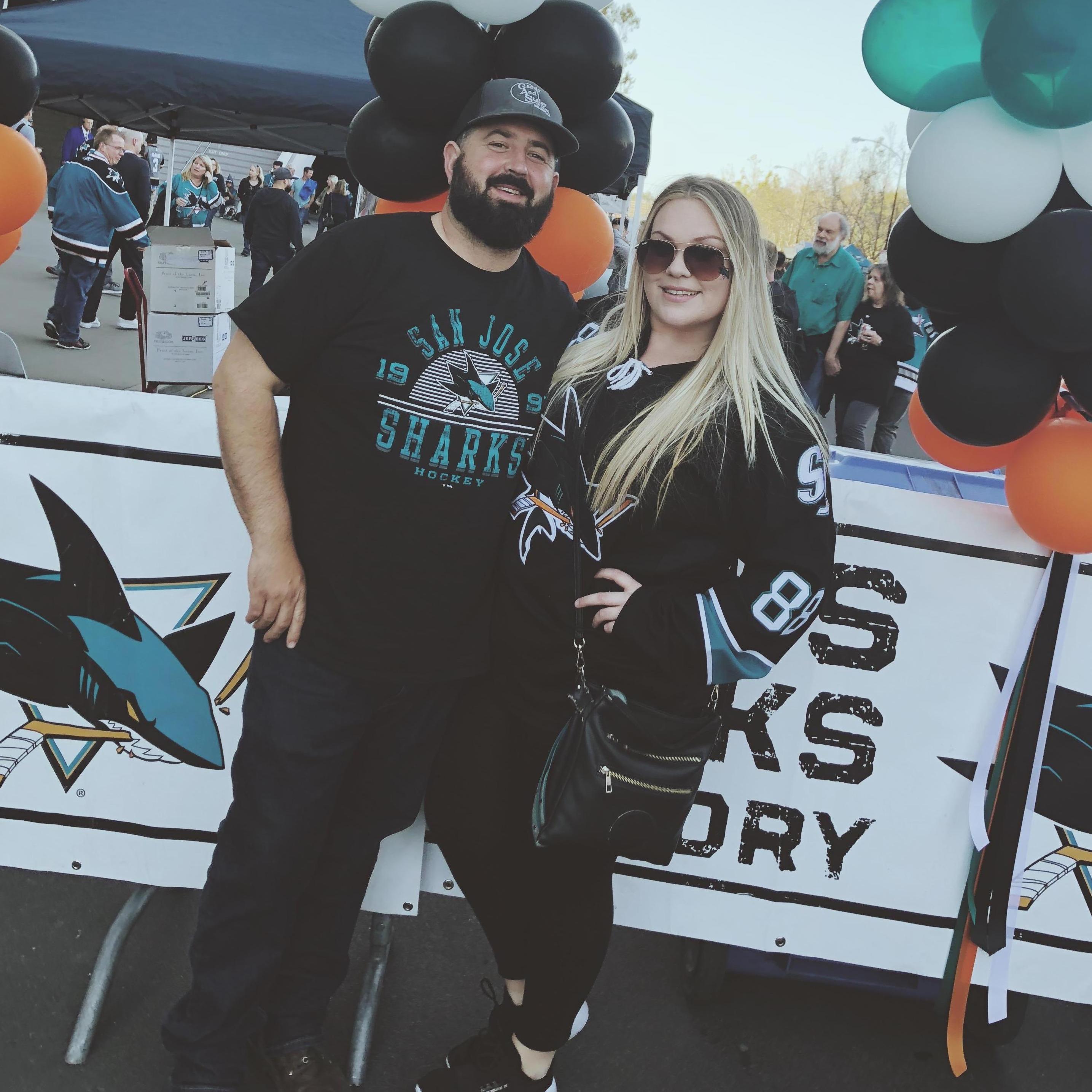 Kyndall is a die hard hockey fan! Erik jumped on the fan train! Go Sharks!