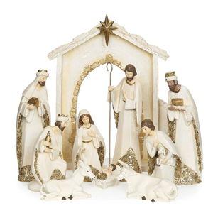 10 Piece Stone Finish Nativity Set with Stable