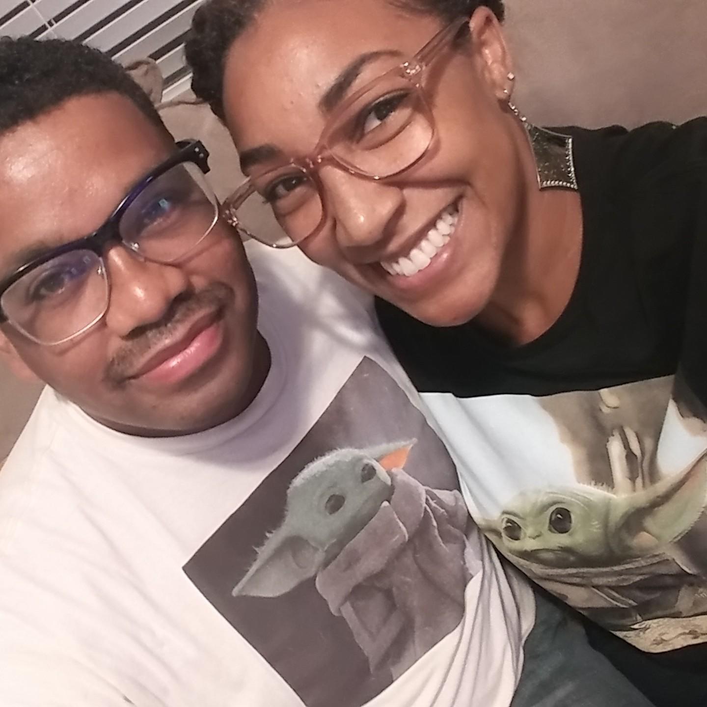 Matching Baby Yoda T-shirts we have...