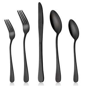 Black Silverware Set, LIANYU 20-Piece Stainless Steel Flatware Cutlery Set for 4, Mirror Finish, Dishwasher Safe, Nice Box Package