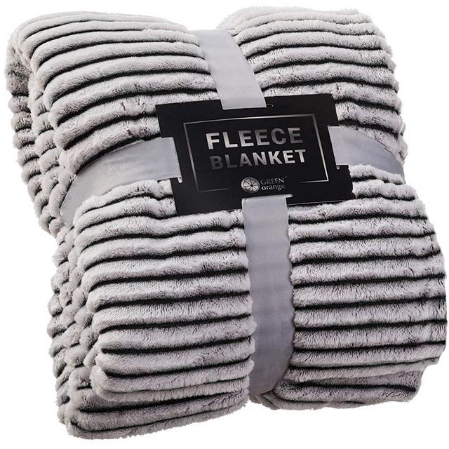 GREEN ORANGE Fleece Throw Blanket for Couch – 50x60, Lightweight, Black and White – Soft, Plush, Fluffy, Warm, Cozy – Perfect for Bed, Sofa