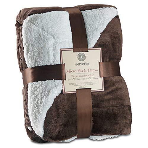 Genteele Sherpa Throw Blanket Super Soft Reversible Ultra Luxurious Plush Blanket (50 inches x 60 inches, Brown)