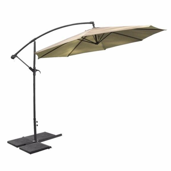 10 ft. Aluminum Outdoor Hanging Market Patio Umbrella in Tan