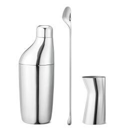 Georg Jensen Sky Set, Shaker, Stirring Spoon & Jigger