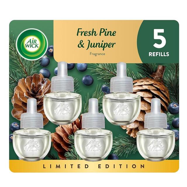 Air Wick Plug In Scented Oil Refill,Fall Scent, Fall Décor, Fresh Pine & Juniper, 5 ct