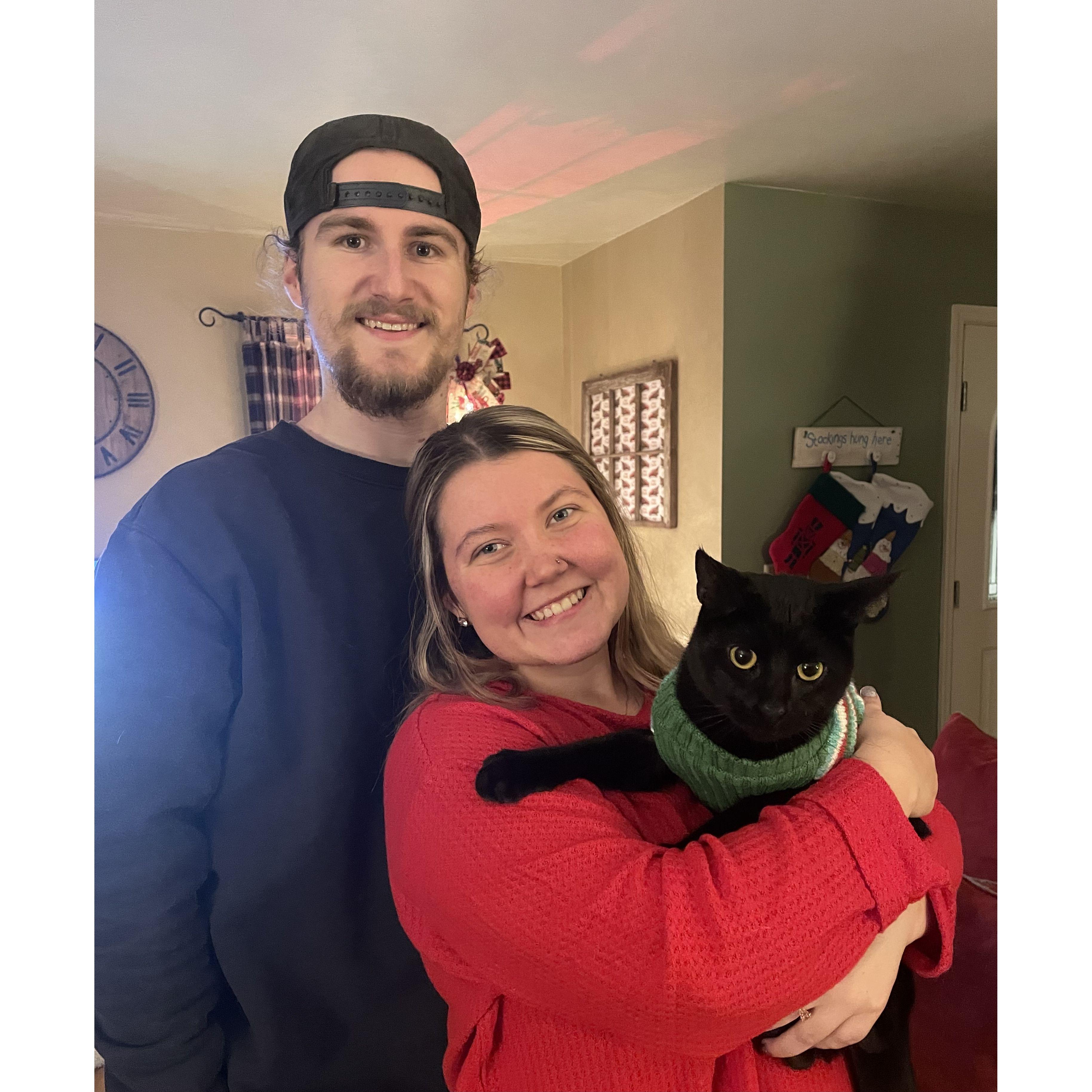 This is our other fur-baby, Milo! He is five years old and was our first pet. We rescued him from a shelter right before covid. He is the coolest cat, and anyone who knows Milo, loves Milo.