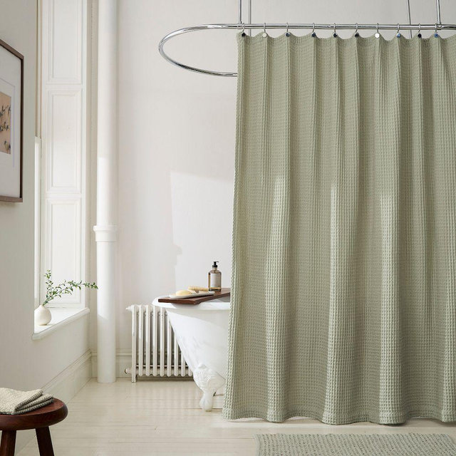 Waffle Shower Curtain, 72x74, Soft Sage
