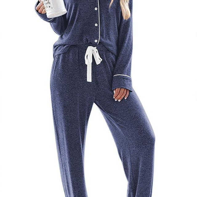 Ekouaer Women's Pajamas Long Sleeve Sleepwear Casual Button Down Loungewear Soft Pjs Set S-XXL