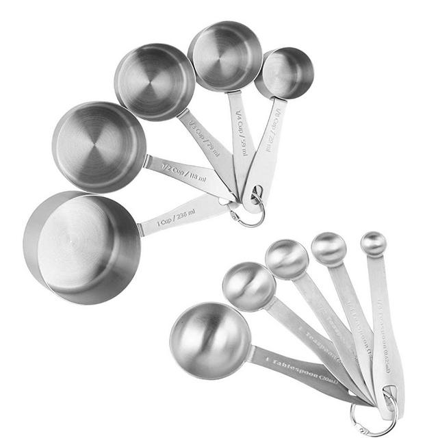 Measuring Spoons and Cups Combo Set 430 Stainless Steel Premium Stackable Tablespoons Unbreakable Dry Liquid Ingredients Cooking Baking Set of 10