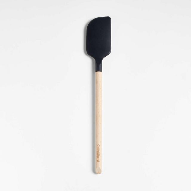 Crate & Barrel Black Silicone and Wood Spatula