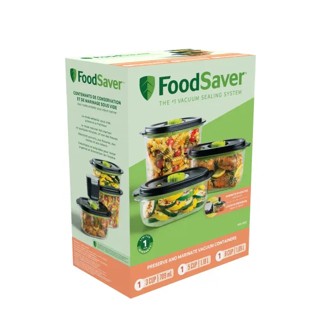 FoodSaver 3pc Preserve and Marinate Vacuum Containers