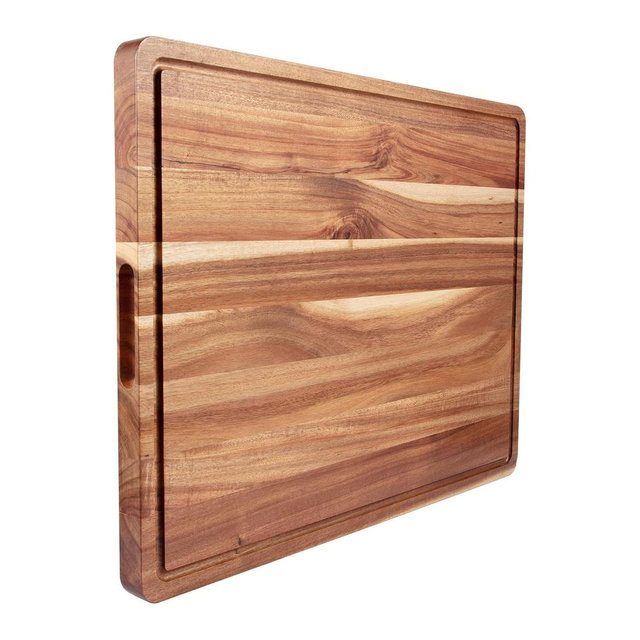 24x18 Inch Acacia Wood Cutting Board, Reversible Butcher Block with Juice Groove and Handles, Heavy Duty Chopping Board, Cheese, and Vegetables