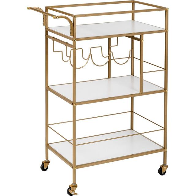 Honey-Can-Do 3 Tier Bar Cart Gold/White