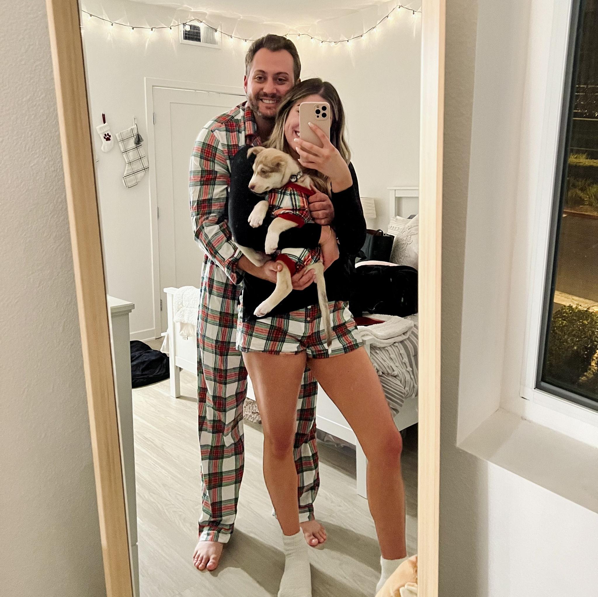 Our first Christmas as a family of 3, with matching pajamas.