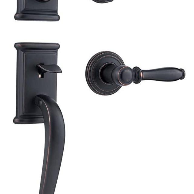 Kwikset Ashfield Single Cylinder Handleset w/Ashfield Lever featuring SmartKey in Venetian Bronze