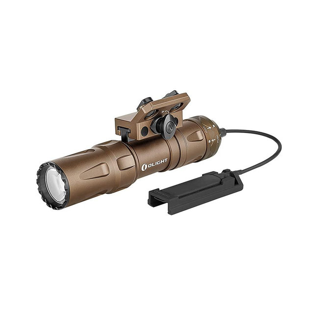 OLIGHT Odin Mini 1250 Lumens Ultra Compact Rechargeable Mlok Mount Tactical Flashlight, Removable Slide Rail Mount and Remote Switch, 240 Meters Beam Distance, Mount Included, Desert Tan