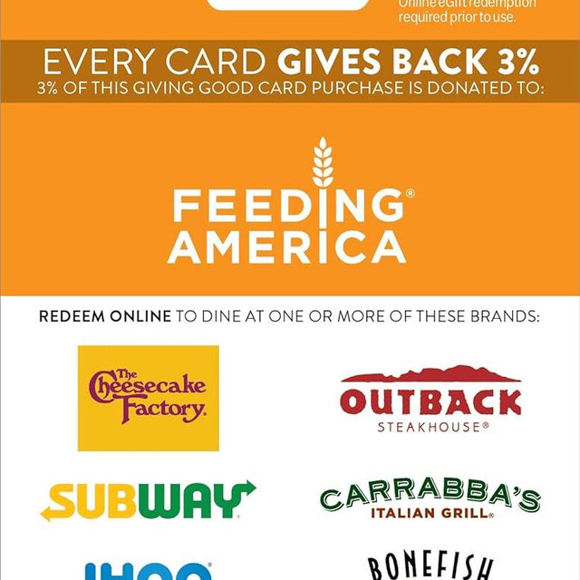 Giving Good Feeding America Gift Card $50