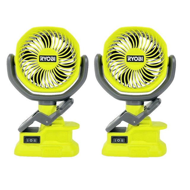 RYOBI 2 Pack of PCF02B 18V Cordless 4 in. Clamp Fan (Tool Only)