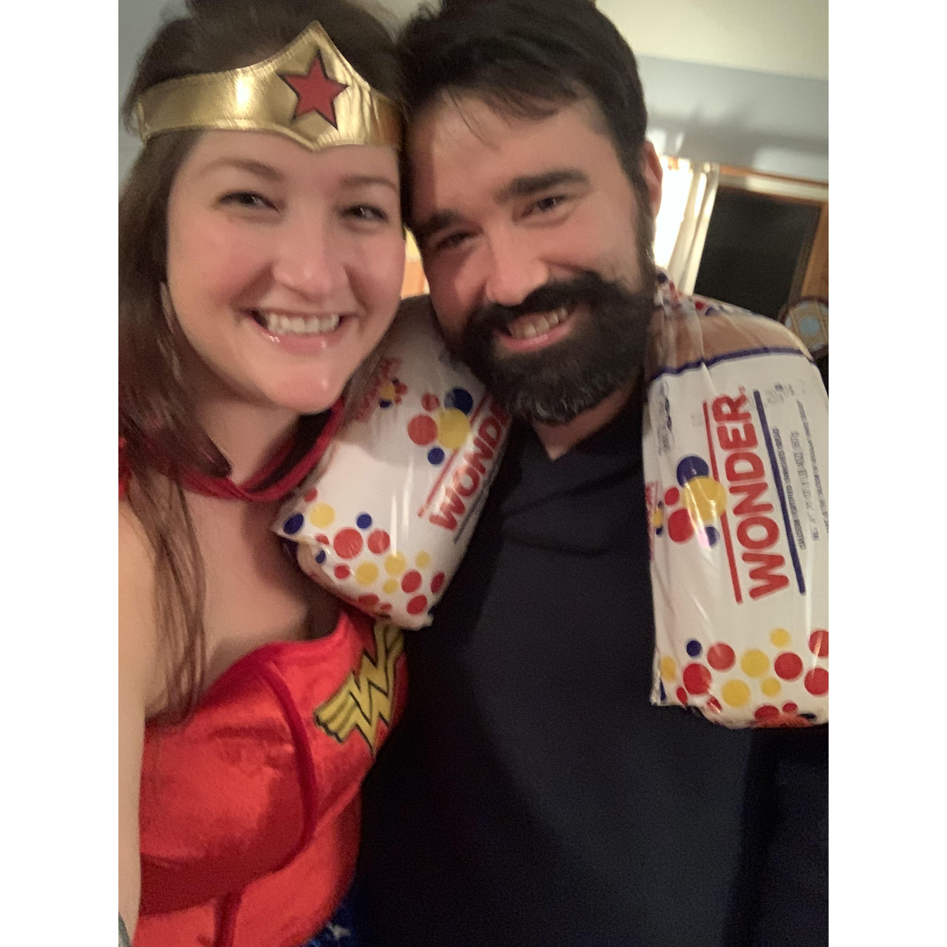 Our first couples costume: Wonder Woman & Wonder Bread