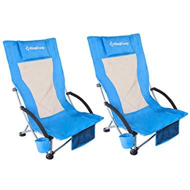 KingCamp Low Sling Beach Camping Concert Folding Chair, Low and High Mesh Back Two Versions