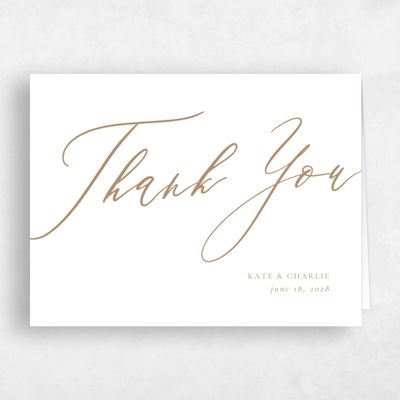 Metallic Bronze, Brown Wedding Thank You - Violin Letterpress