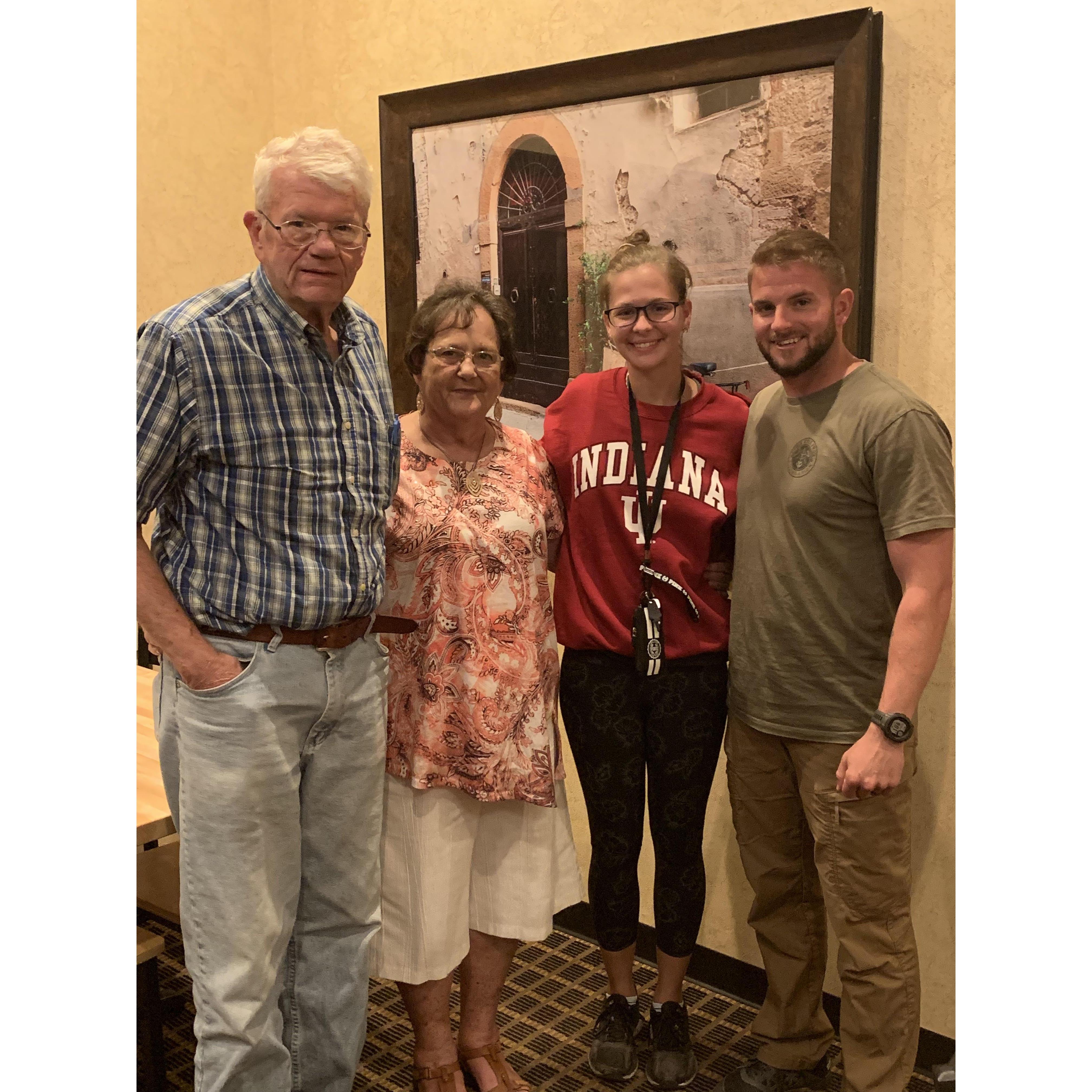 After we just drove 3 hours to Chicago, we drove another 3 hours to Peoria to meet my Grandparents at Monical's for Pizza before driving another 3 hours back to Indianapolis. All in the same day.